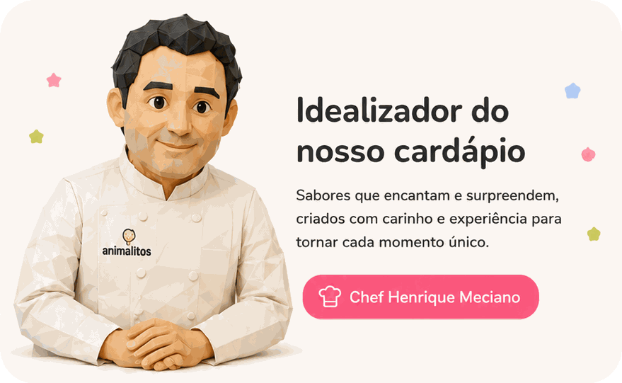 Chef Henrique Meciano, idealizador do cardápio do Animalitos Buffet Infantil