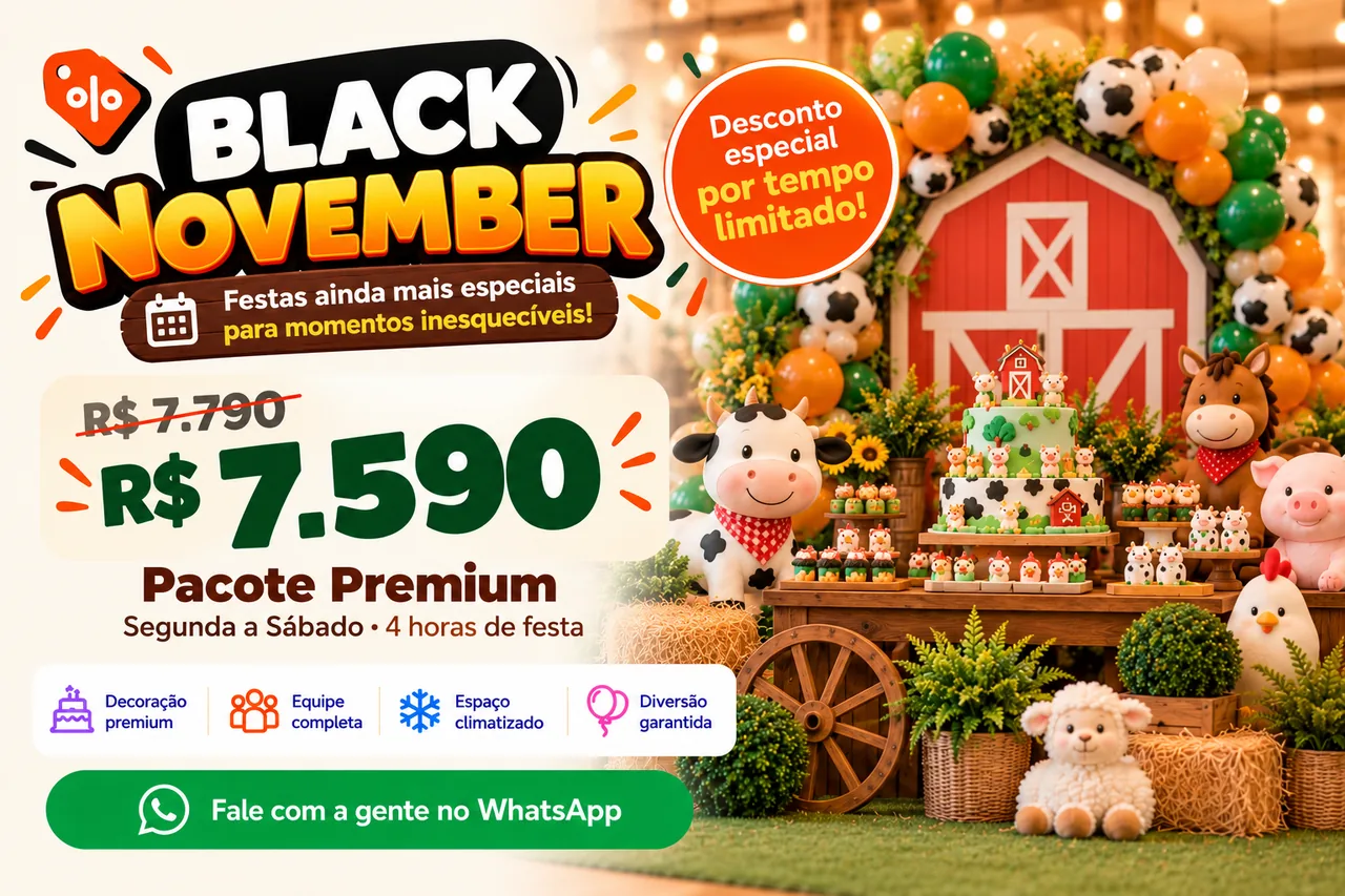 Black November: Pacote Premium de R$ 7.790 por R$ 7.590, desconto por tempo limitado